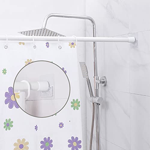 CORTNEY 4 Pcs Adhesive Shower Curtain Rod Holder, Wall Mounted Shower Curtain Rail Holder, Self Adhesive Rod Mount Retainer for Wall Stick No Drilling(Rod Not Included) - Image 5
