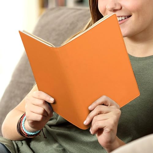 Couverture carnet A5 orange réutilisable cuir synthétique planification