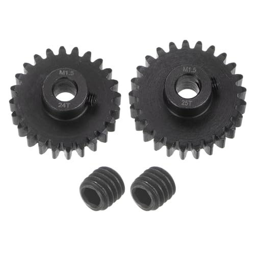 uxcell Mod 1.5 Pinion Gear Set 8mm Shaft 24T 25T Motor Gears Hardened Steel Pinion Gear for RC Car (2pcs)