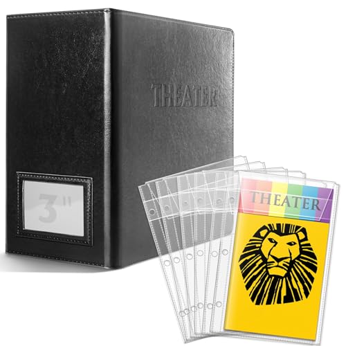 tutata 3 inch Binder with Sleeevs for Broadway and Theatre Program Theater Program Holder with Cover 40 Sleeves Fits 5.5 8.5 Programs from Mid 1980s to Modern