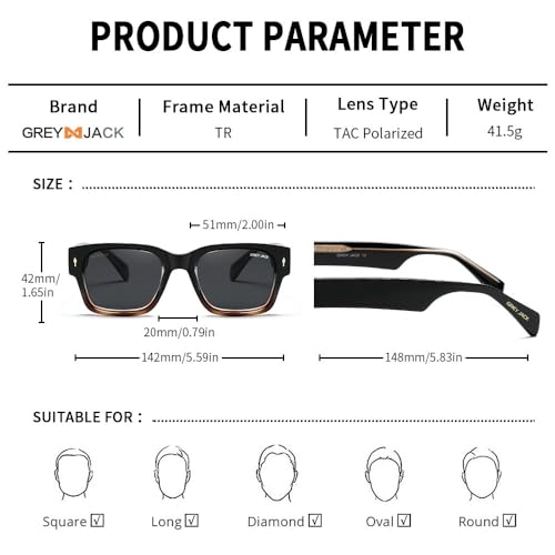 Image of grey jack 100% UV Protection Shades Retro Polarized Sunglasses for Men Women Branded Stylish Design Glasses 3316