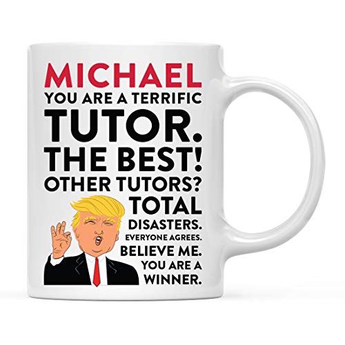 Andaz Press Personalized Funny President Donald Trump 11oz. Coffee Tea Mug Gift, You are a Terrific Tutor, 1-Pack, Custom Coworker Friend Him Her, Gift Box