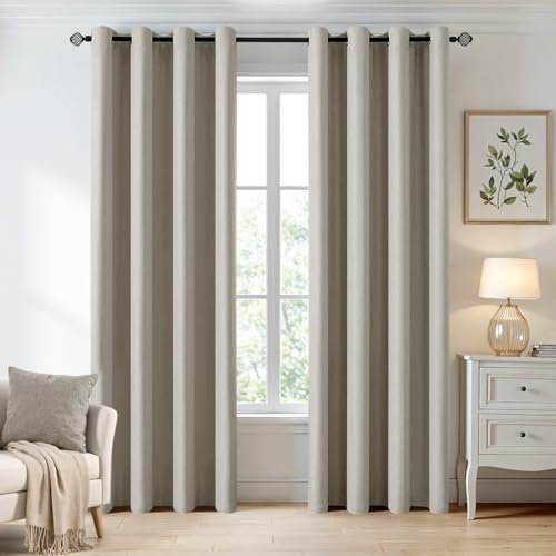 Image of MIULEE Cobblestone Blackout Bedroom Curtains Drapes 84 Inch Long 52 inchx84 inch | Grommet Top, Room Darkening Window Drapes, Privacy Protection, Thermal Insulated, Heat Blocking, Light Blocking