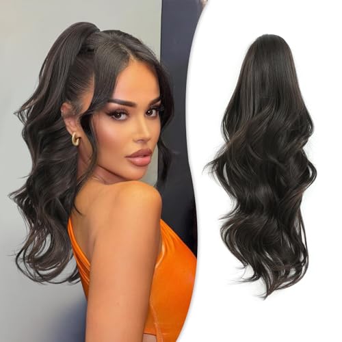 Fine Plus Ponytail Extension 20inch Long Synthetic Claw Clip Ponytail Hair Extensions Curly Natural Layered Pony Tails for Women Instant Volume in Seconds Daily Wear Parties & Any Occasions
