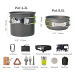 Camping Cookware Mess Kit, 16 pcs Backpacking Cooking Set, Lightweight Camping Pots and Stove Set for 1-2 Person, Outdoor Cooking Gear Ideal for Camping, Hiking, Backpacking and Picnic - Image 2