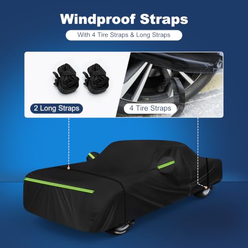 Image of QUNSUNUS Car Cover for Chevy Corvair 2 /4-door Waterproof with Cotton Lining | Heavy 420D Oxford Outdoor All-Weather 1960-1969 Corvair Car Covers, with Zipper and Straps, for Dust, Sun, Wind Protection