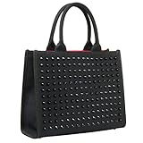 [NOMIMAS] トートバッグ レディース スタッズ バッグ リベット ラインストーン キャンパス トゲトゲ 人気 通学 通勤 メンズ ハンドバッグ