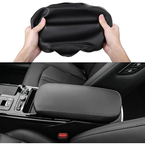 ANFOKAS Compatible with Kia K5 2025 2024 2023 2022 2021 Accessories Car Center Console Cover Armrest Cover Lid Armrest Storage Box Protector -Black with Black Stitches Cover