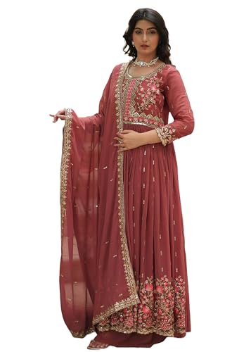 Robe indienne Anarkali brodée d'ornements haut de gamme pour femme