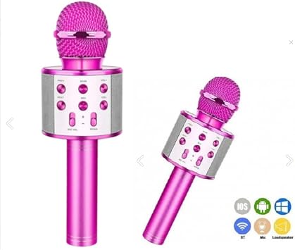 Global UsbA+TF Sd Card+3.5mm Bluetooth Karaoke Microphone Pink WNE0069 with Aux Input