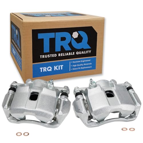 Image of TRQ Front Brake Caliper Set Caliper Brackets Compatible with 13-14 Acura ILX Hybrid 12-15 Honda Civic Hybrid-L 12-15 Honda Civic Hybrid 09-20 Fit