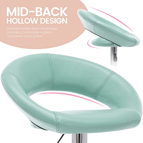 Vogue Furniture Direct Adjustable Bar Stools, Modern Cute Pu Leather Swivel Barstools With Hollow Back, Airlift Counter Height Bar Chairs For Kitchen Dining Pub Cafe, Set Of 2 (Mint Green) #TOP3