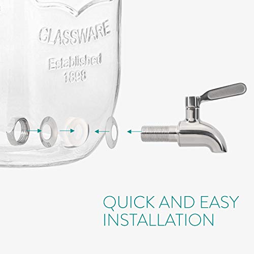 Navaris Glass Drink Dispenser with Spout - 4 L / 1 Gallon Mason Jar with Fruit & Ice Infuser - Beverage Fountain for Sweet Tea, Punch, Water, Cocktail - Drinks Pitcher for Parties by NAVARIS - Image 6