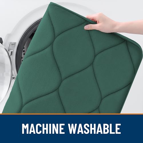Image of Smiry Memory Foam Bath Mat 30x20, Ultra Soft Absorbent Bathroom Rugs | Hunter Green, Plush Quick Dry and Machine Washable Cushion Bath Mats for Bathroom, Shower, Tub & Home Decor