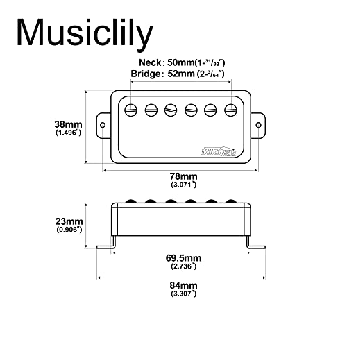 Wilkinson WOCHB Ceramic PAF Style Humbucker Pickups Set for Les Paul SG Style Electric Guitar Chrome, 50 mm/52 mm - Image 2