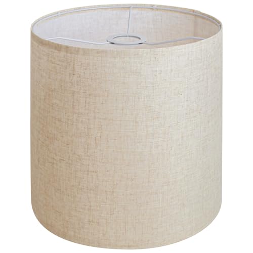 Beige Linen Tall Drum Lampshade, 11' Top x 11' Bottom x 12' High Lamp Shade, Lamp Shade Replacement...