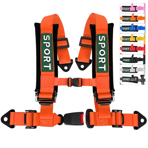BESTZHEYU Orange 4 Point Harness with 2 Inch Comfortable Heavy Duty Shoulder Padding with Quick Auto Buckle for UTV ATV Sports Car Racing Car 1PC