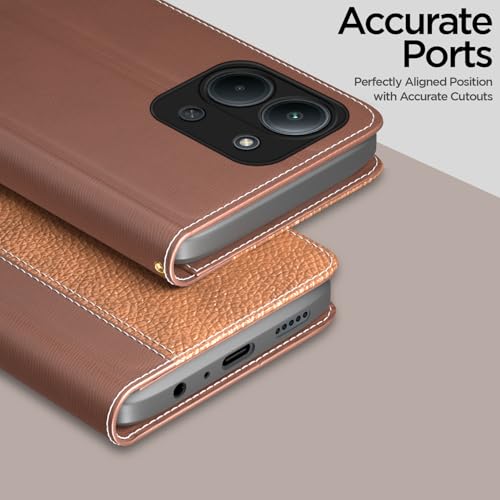 Image of Pikkme Flip Cover for Redmi 15C 5G | Leather Finish | Wallet Stand and Shock Proof | Complete Protection Flip Case (Tan)