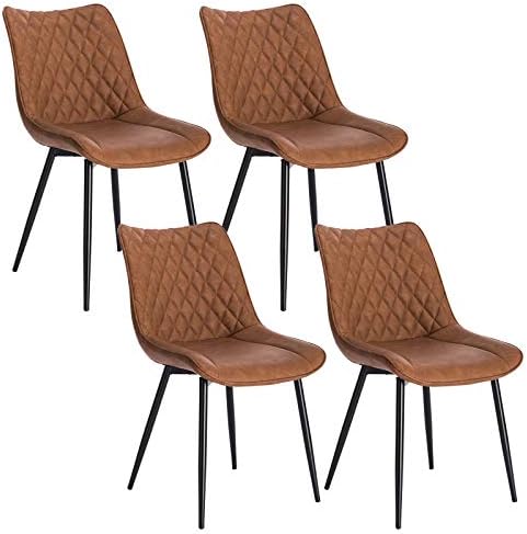 WOLTU Dining Chairs Set of 4 Counter Kitchen Chairs Lounge Leisure Living Room Corner Chairs Light Brown Leatherette Reception Chairs with Backrest and Padded Seat