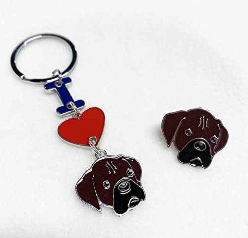 MeiAOBest Hunde-Schlüsselanhänger, 'I Love Dog', Metall-Haustier-ID-Tags, Schlüsselanhänger, Schlüsselanhänger, Hunde-Liebhaber, Schlüsselanhänger, Geschenk, Boxer