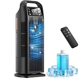 Aire Acondicionado Portátil sin Tubo, Climatizador 6 en 1 Mini Sin Instalación, Ventilador Torre Silencioso con Mando, 120° Oscilación, Depósito 1.2L, Temporizador 12H, Bajo Consumo, Negro Mate