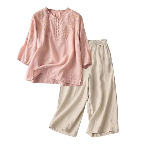Ensemble en lin pour femme respirant avec pantalon baggy et haut de loisirs