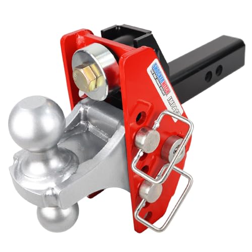 Shocker Impact Cushion Hitch Combo Ball Mount 4" Rise to 4" Drop, Fits 2" Hitch Silver Combo 2" & 2-5/16" Balls
