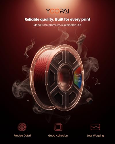 Image of YOOPAI Silk Tri-Color PLA Filament 1.75mm, 3-in-1 Coextrusion Multicolor PLA 3D Printer Filament, Shiny Color Change Silk PLA,1kg Spool (2.2lbs), Red Yellow Blue