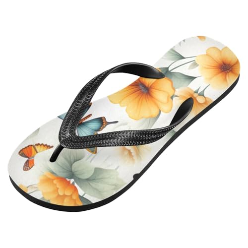 Butterfly Flower Men's & Women's Classical Beach Rubber Sandal Flip Flop Comfortable Slipper 214B2796