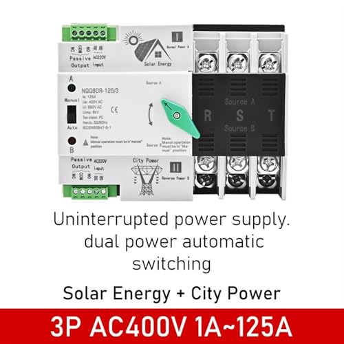 Interrupteur ATS double alimentation automatique 4P 125A circuit onduleur AC DC - 3