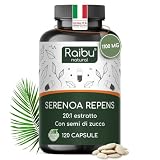 Serenoa Repens 1100 mg - Estratto 20:1 di Saw Palmetto (Serenoa Repens) con Semi di Zucca - 120 Capsule Vegane, Senza Additivi - Raibu
