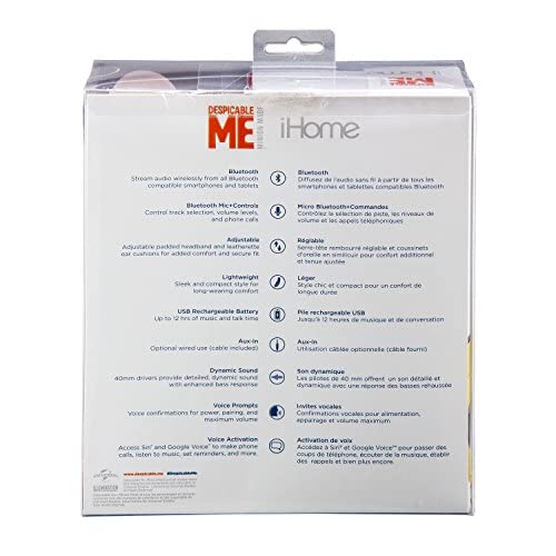 Ekids Despicable Me Minions Wireless Bluetooth Headphones With Microphone Voice Activation And Bonus Aux Cable #TOP1