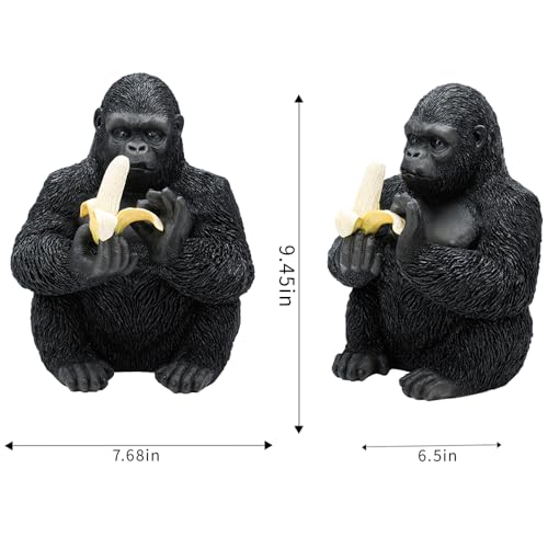 Estatua de Gorila comiendo Banana de Resina 9.4 pulgadas miniatura 2