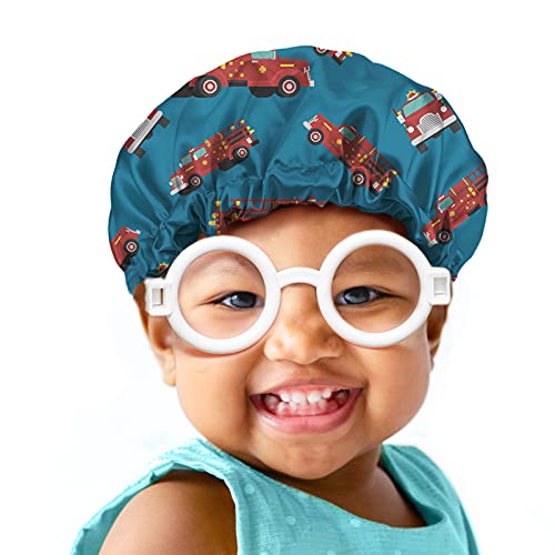 Image of Babrukda Cars Print Kids Satin Sleep Cap, Elastic Adjustable Band Hat Night Sleeping Head Cover for Hair Protecte Satin Bonnet Beanie Hat for Girls Boys Toddler Baby