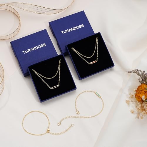 Turandoss Birthstone Necklace for Women, Dainty 14K Gold Plated 12 Months Birthstone Layered Necklaces, Trendy Birthday Jewelry Gifts for Women Teen Girls 7