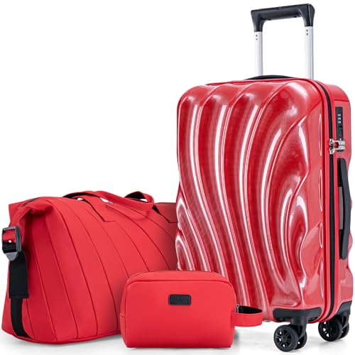 Cosbarn Luggage Sets 3 Piece Suitcases with Wheels Suitcase Set ABS+PC Hardshell Luggage with Phone Holder Lightweight Carry on Luggage with TSA Lock Spinner Wheels