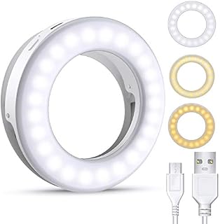 (2020 Upgraded New Version) Selfie Ring Light, 3 Lighting Modes Rechargeable Clip on