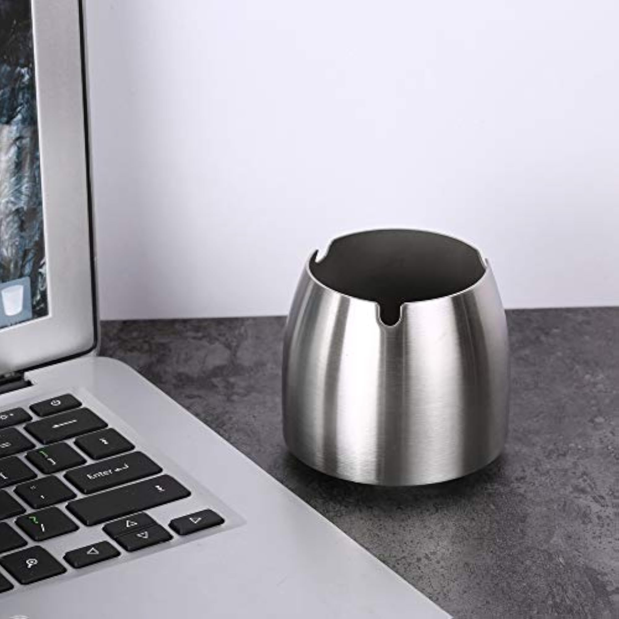 Windproof Stainless Steel Tabletop Ashtray, Cigar Holder