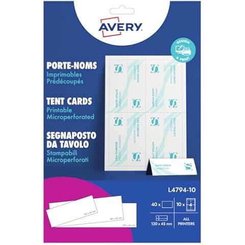 Avery L4794-10 Printable White Place Cards Cover