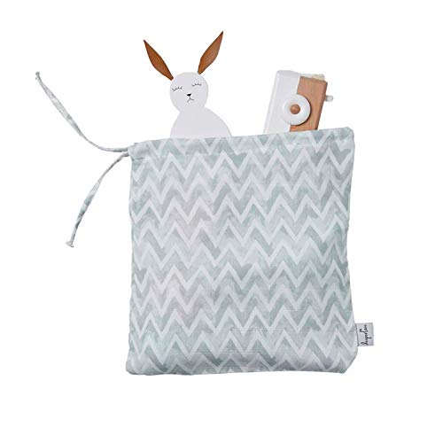 Deeperlove Muslin Blue ZigZag Kıyafet Kesesi