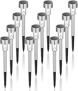 GIGALUMI Solar Lights Outdoor Garden Led Light Landscape/Pathway Lights Stainless Steel-12 Pack  (Warm White)