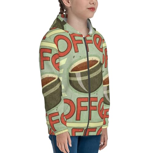 Retro Cover For Coffee Kids Pullover Hoodies Boys Zip Up Sweatshirts Girls Athletic Clothes with Pocket4