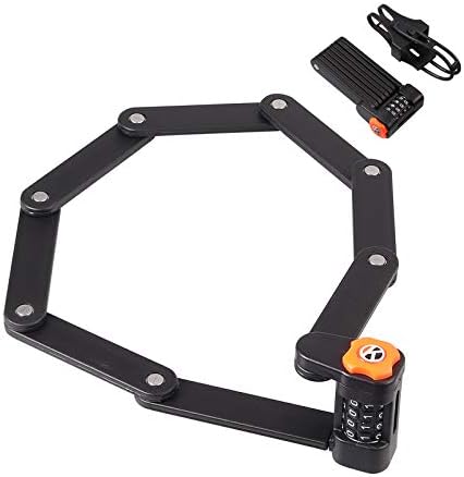 EYPINS Folding Bike Lock Heavy Duty 85cm Bicycle Chain Lock, Anti-Theft Alloy Steel Security Level 15 Foldable Lock, 8 Section Fold Number Code Combination Lock for Mountain Bike/Road Bicycle/BMX/MTB