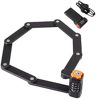 EYPINS Folding Bike Lock Heavy Duty 85cm Bicycle Chain Lock, Anti-Theft Alloy Steel Security Level 15 Foldable Lock, 8 Section Fold Number Code Combination Lock for Mountain Bike/Road Bicycle/BMX/MTB