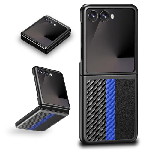 Coque Z Flip 7 Samsung luxueuse en cuir et carbone bleu antichoc chic