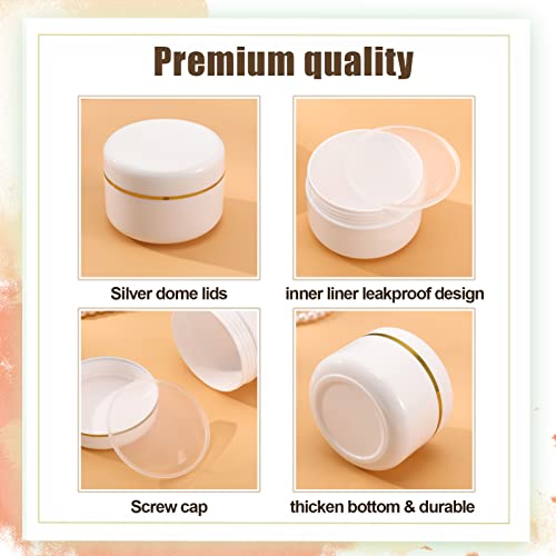 AUXSOUL 10 Stück Cremedosen zum Befüllen 100ml & 50ml, Leer Tiegel für Creme, Weiß Kunststoff Kosmetikdose mit Goldband, Kosmetikbehälter Leerdose für Make-up-Cremes