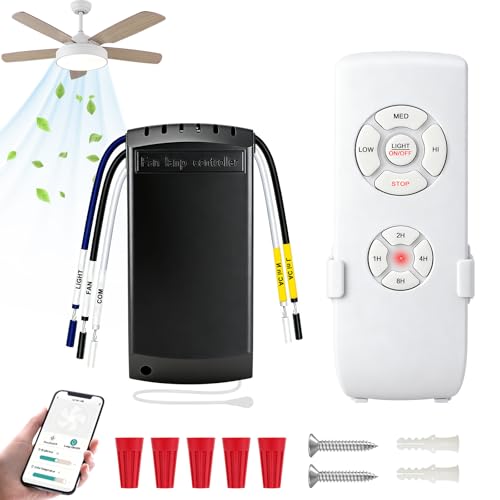 HOISGEAR Kit de control remoto universal para ventilador de techo con WiFi, función de silencio, temporizador y aplicación Smart Life compatible con Alexa