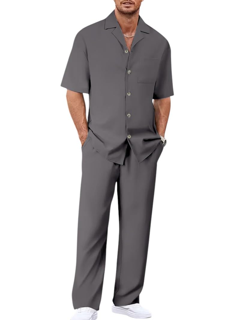 Men’s Pure Textured Check Co-Ord Set | Cotton-Blend Casual, Loungewear, Night Suit and Travel Outfit (2 piece)