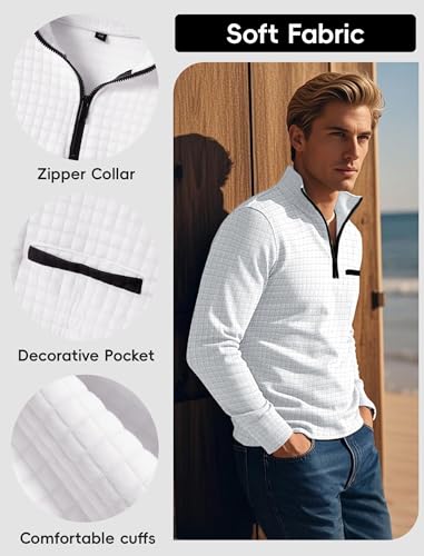 Men's Long Sleeve Polo Shirts Quarter Zip Up Pullover Slim Fit Casual Stylish Golf Shirt for Men Lightweight Tops with Pocket4