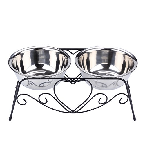 Cico Pet Feeder For Dog Cat, Stainless Steel Food And Water Bowls With Iron Stand #TOP1
